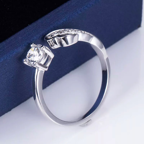 Round Design Sense 14k White Gold Lab Diamond Ring