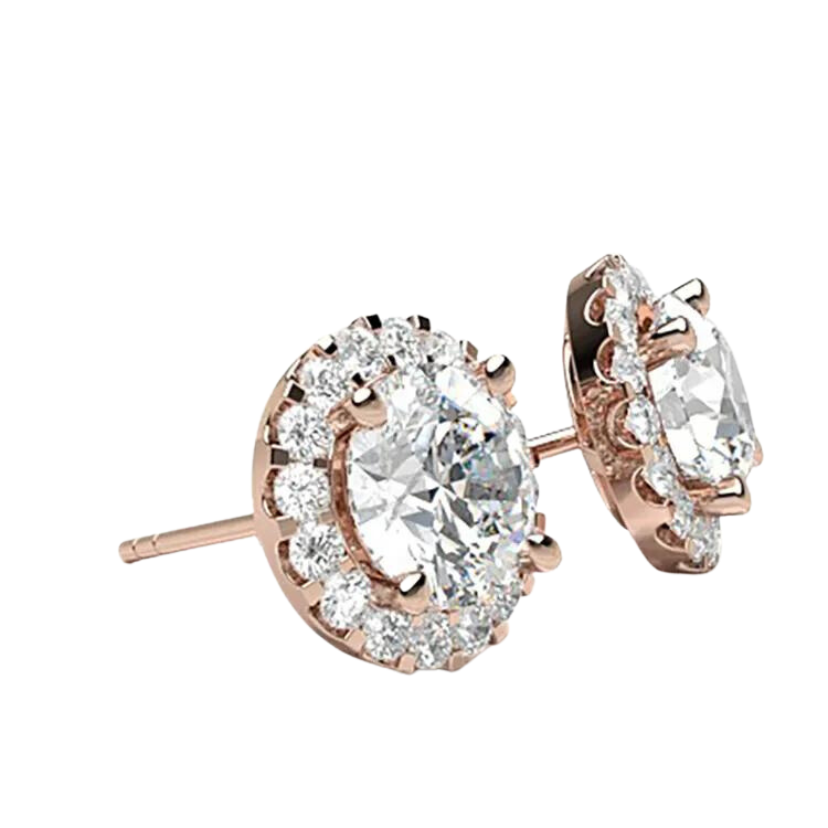 Classic 18k Gold Round Cut Diamond Stud Earrings