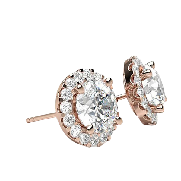 Classic 18k Gold Round Cut Diamond Stud Earrings