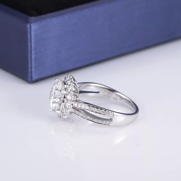 18K Gold 2.55ct Diamond Halo Engagement Ring