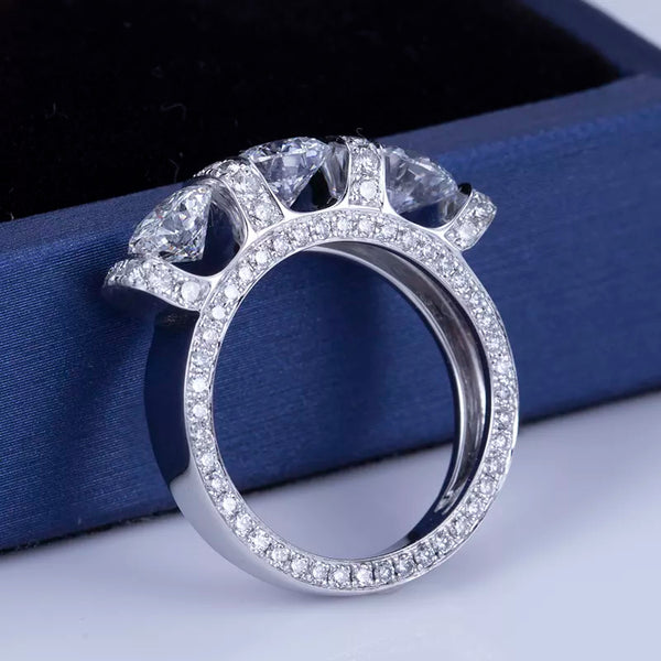 18K White Gold Three-Stone Diamond Ring