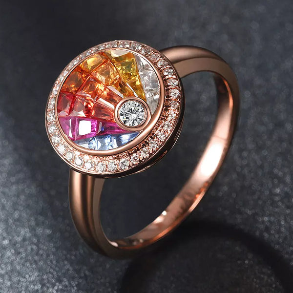 18k Gold Gemstone Ring Natural Multi Color Sapphire