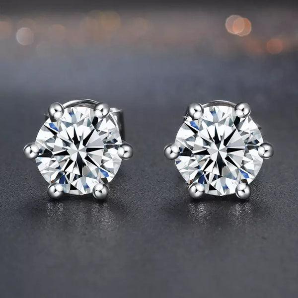 Classic Round Brilliant Cut Diamond Earrings 18K White Gold