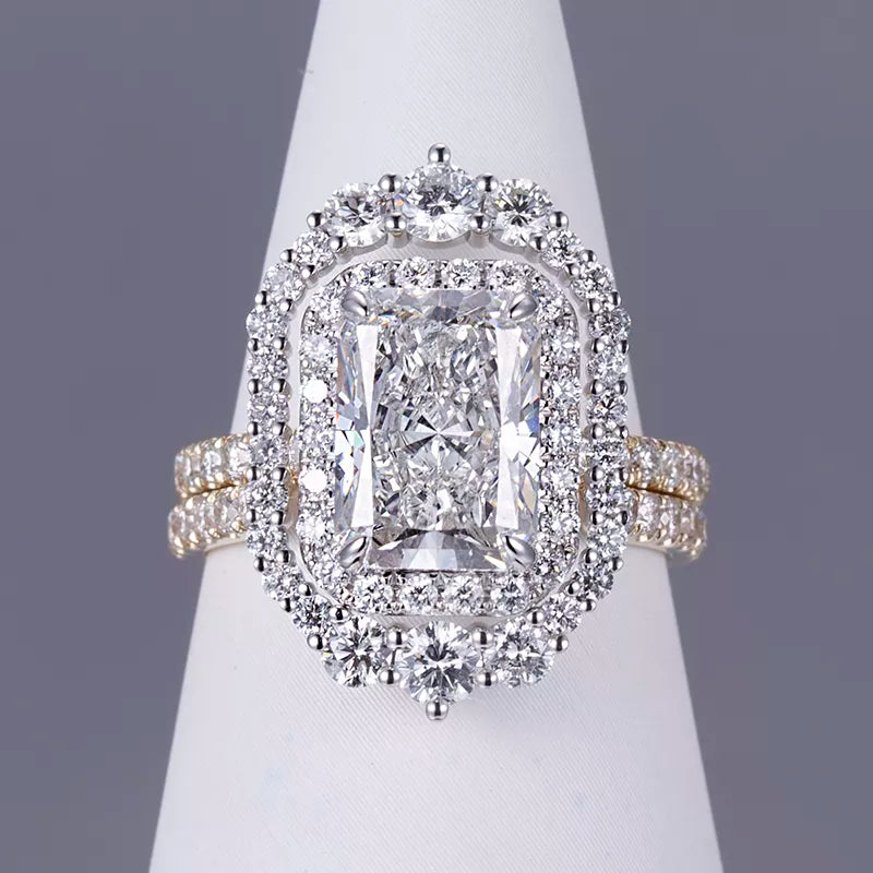 2.5 Carat Radiant Cut Lab Diamond Halo Engagement Ring