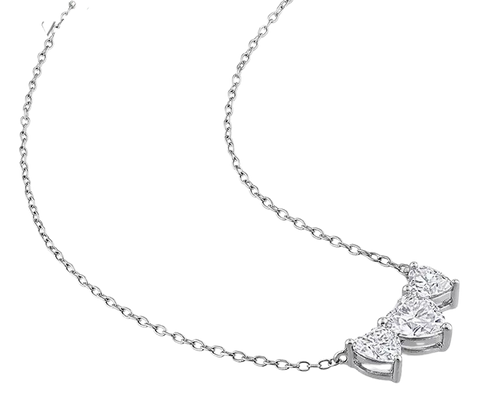 Luxurious Three Heart Diamond Necklace