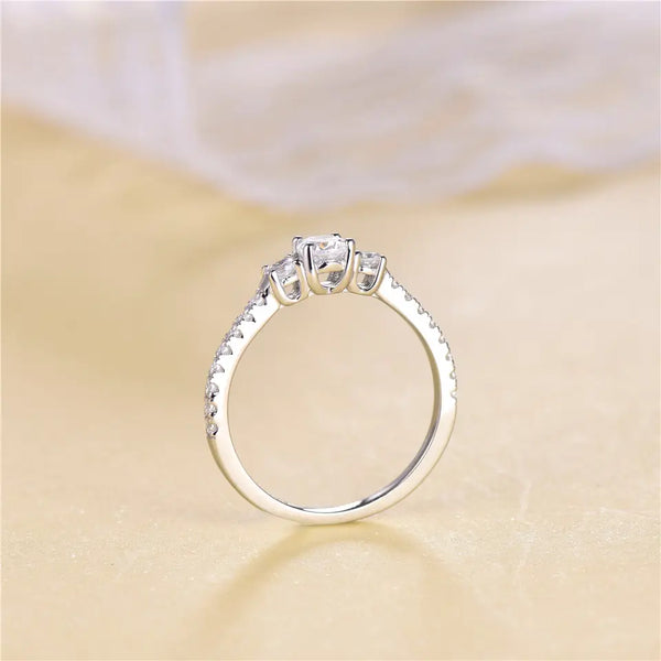 S925 Sterling Silver Half Stones Wedding Ring