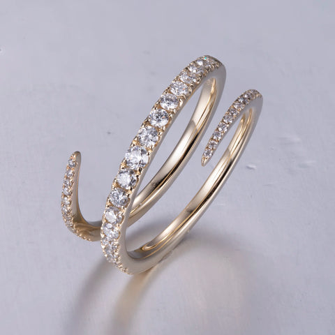 14k Gold Elegance Spiral Diamond Ring