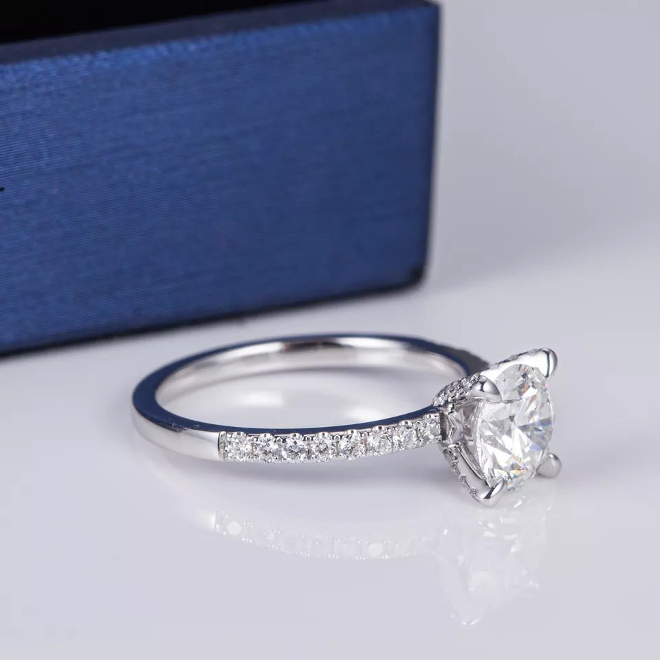 18k Gold Pavé Engagement Diamond Ring