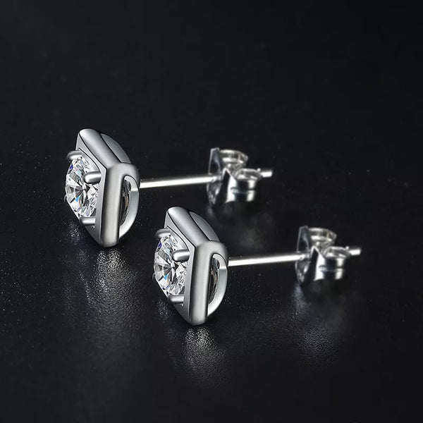 Stud Diamond Earrings 18K White Gold