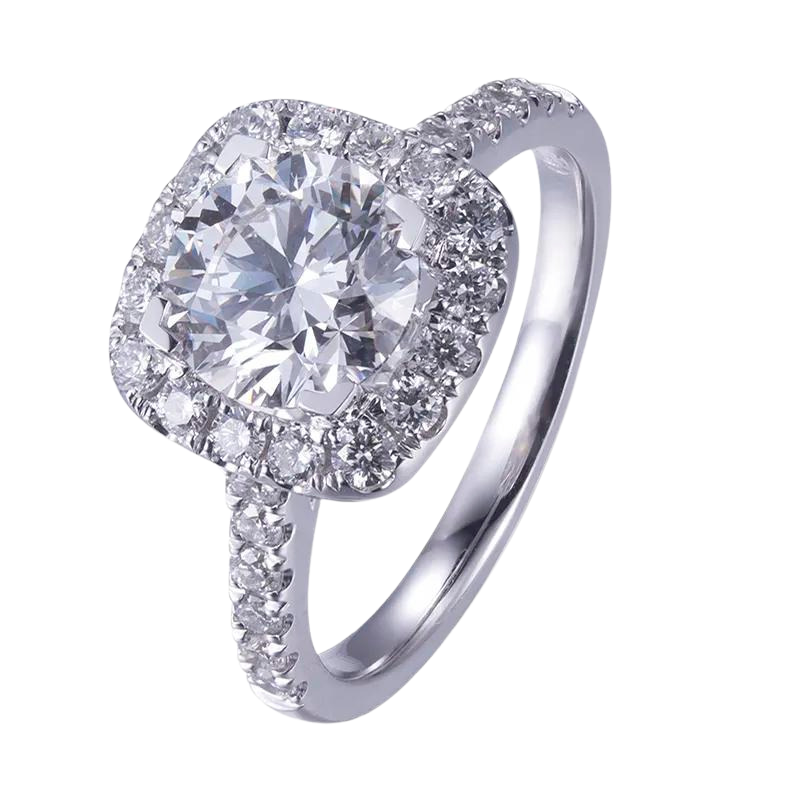 18k Gold 1Ct Halo Diamond Ring