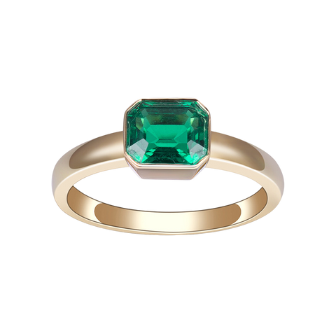 18k Gold 1 Carat Emerald Ring