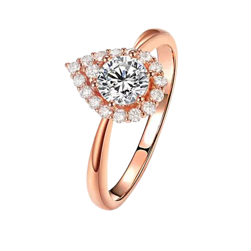 18k Gold Pear Halo Lab Grown Diamond Engagement Ring