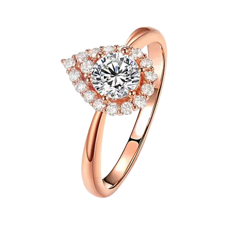 18k Gold Pear Halo Lab Grown Diamond Engagement Ring