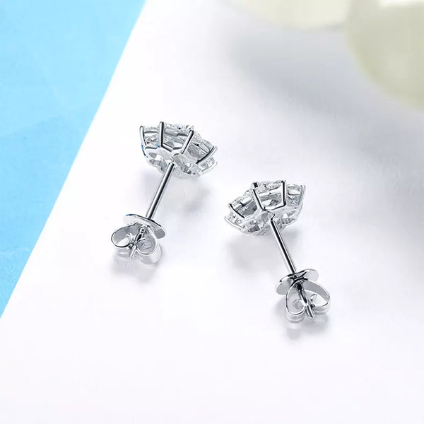 Stud Diamond Earrings 18K White Gold