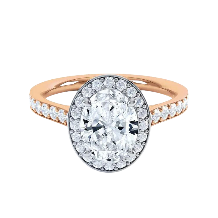 18k Gold Oval Halo Diamond Engagement Ring