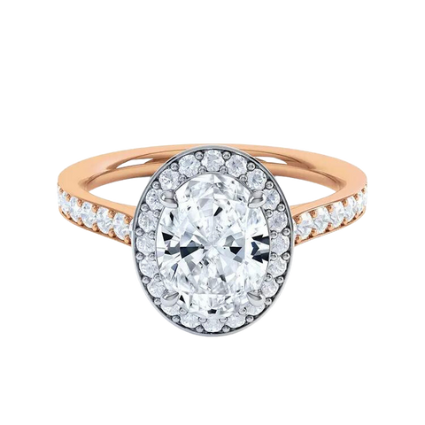 18k Gold Oval Halo Diamond Engagement Ring