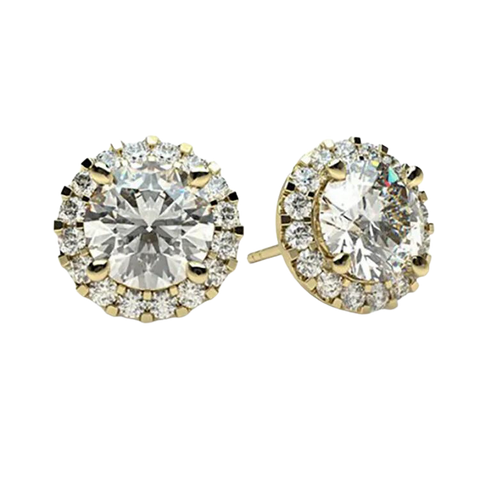 Classic 18k Gold Round Cut Diamond Stud Earrings