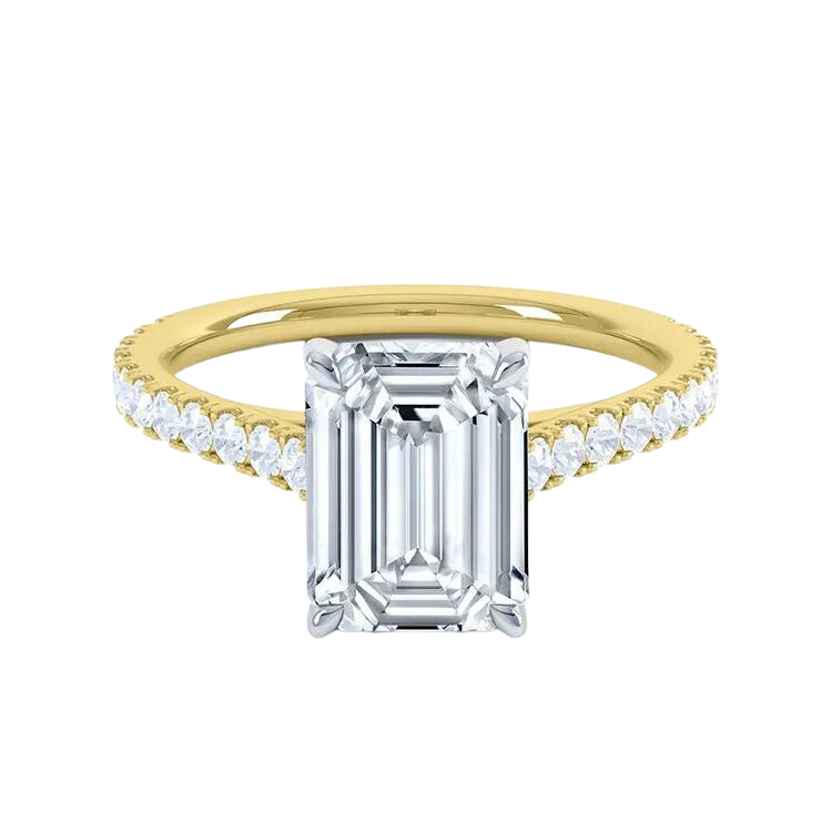 18k Gold Emerald Cut Lab Grown Diamond Ring