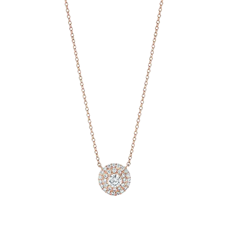 18K Rose Gold Round Cut Lab Grown Diamond Necklace