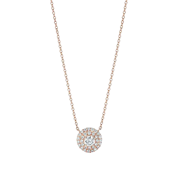 18K Rose Gold Round Cut Lab Grown Diamond Necklace