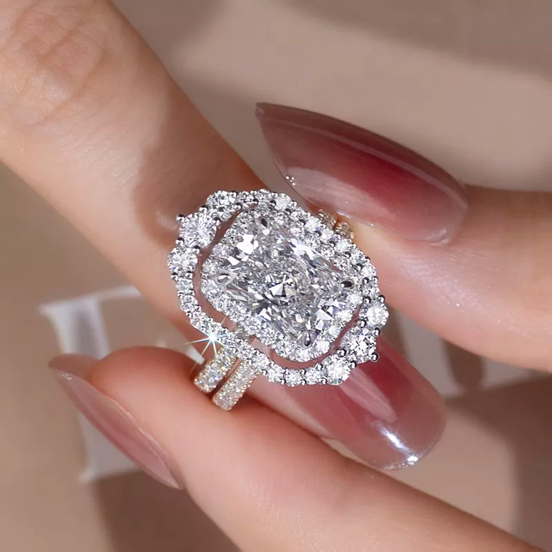 2.5 Carat Radiant Cut Lab Diamond Halo Engagement Ring