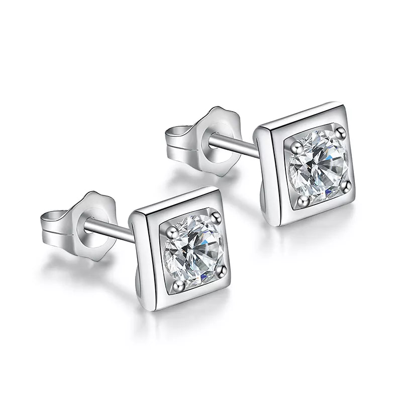 Stud Diamond Earrings 18K White Gold