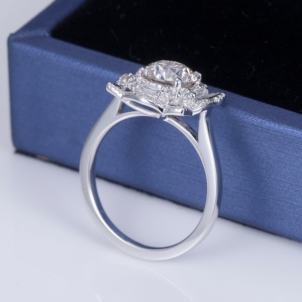 Dainty Gold Round Cut 1.5Ct Lab Diamond Ring