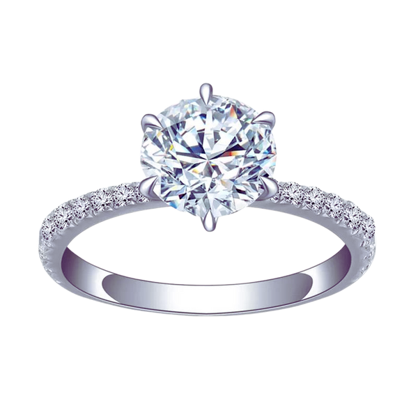 1Ct Round Lab Diamond Engagement Ring 18k Gold