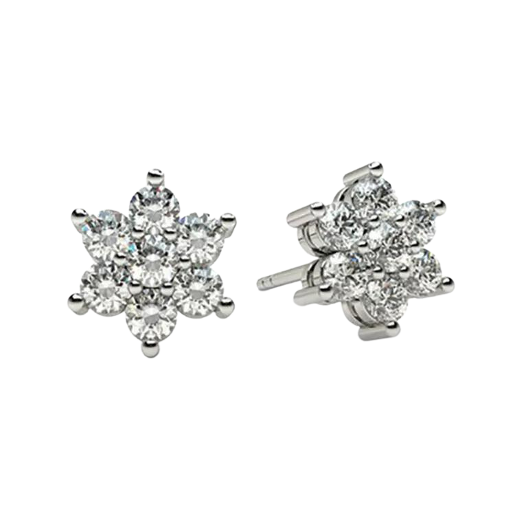 Luxury Flower Dazzling Diamond Studs Earrings