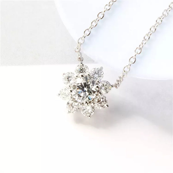 Sunflower Necklace Lab Diamond 18K White Gold