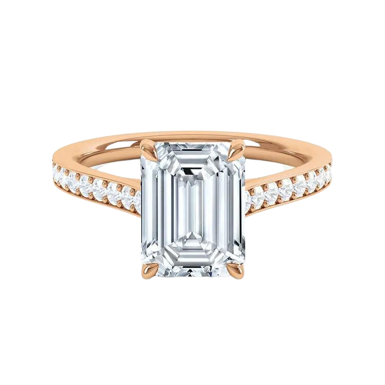 Luxury Emerald Cut Lab Grown Diamond Diamond Ring