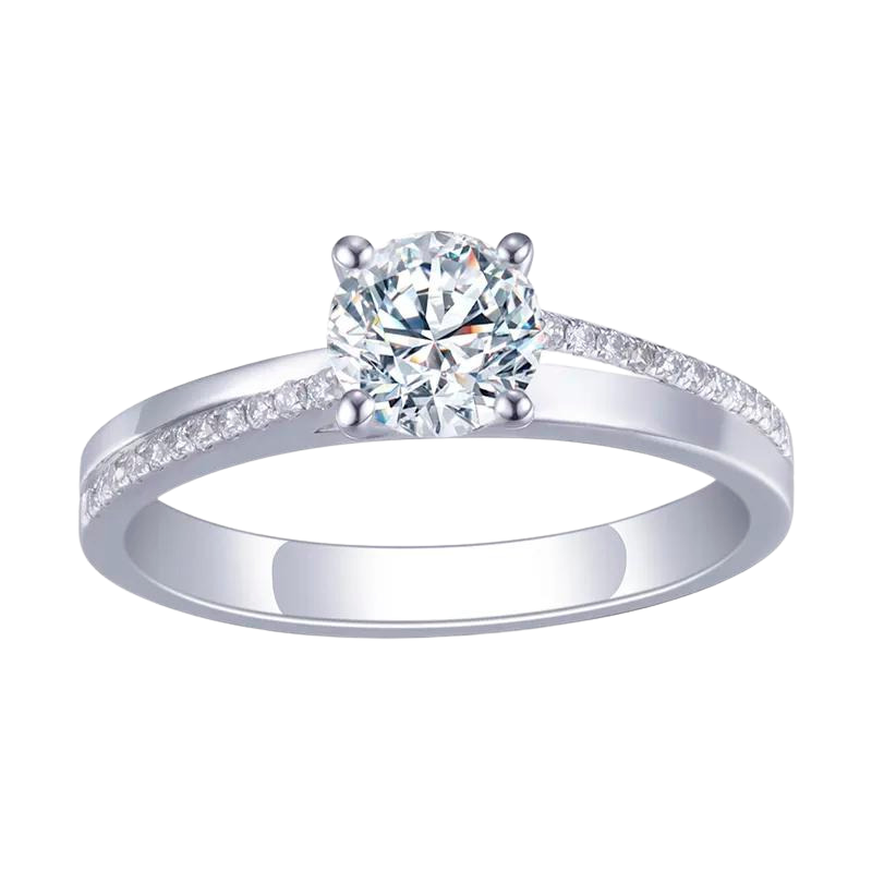 18k White Gold Cathedral Lab Diamond Engagement Ring