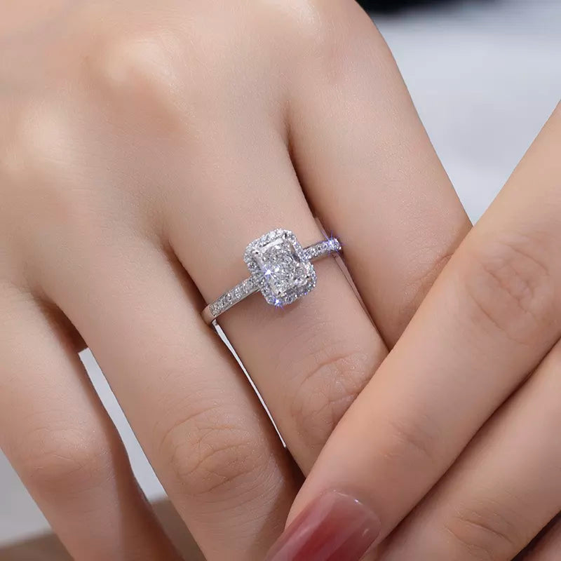 1Ct Radiant Cut Diamond Halo Engagement Ring