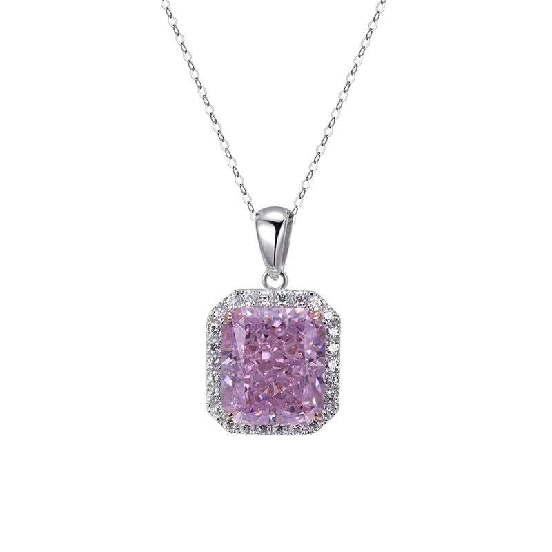 Cubic Zirconia Cushion Silver Pendant