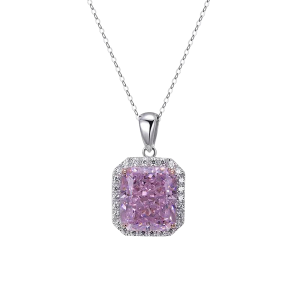 Cubic Zirconia Cushion Silver Pendant