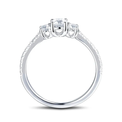 S925 Sterling Silver Half Stones Wedding Ring