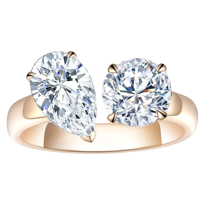 1ct Pear 1ct Round Toi et Moi Diamond Ring