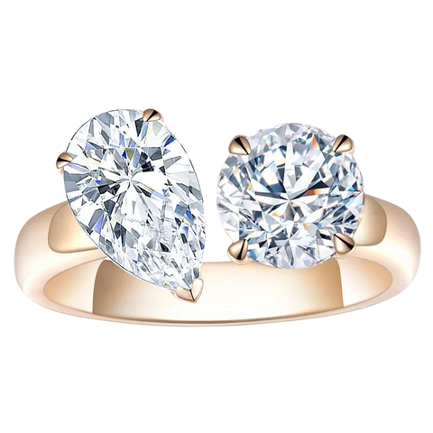 1ct Pear 1ct Round Toi et Moi Diamond Ring