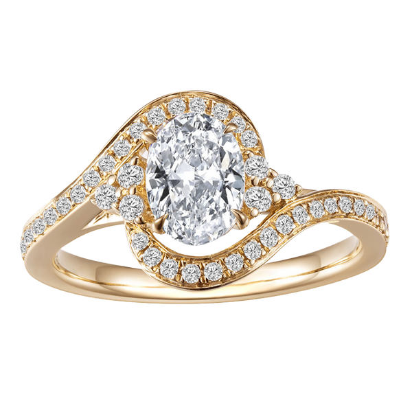 14k Yellow Gold Oval Engagement Diamond Ring