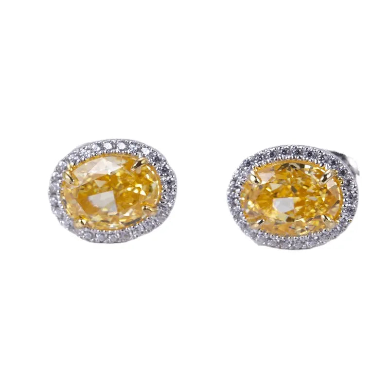 Silver Yellow Pear Brilliant Cut Cubic Zirconia Earrings