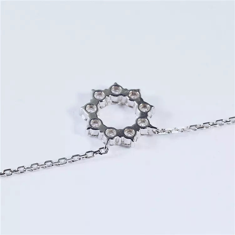 Flower Diamond Necklace 18K White Gold