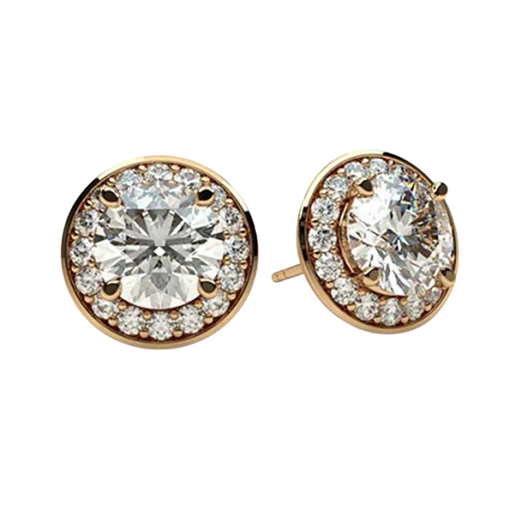 Fine Round Brilliant Cut Lab Grown Diamond Earrings