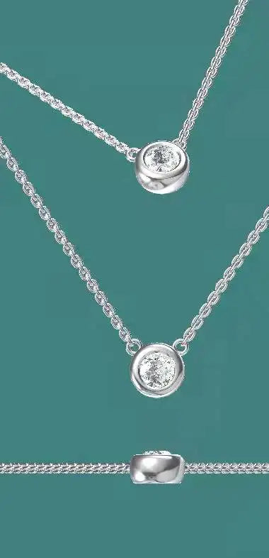 Classic One Stone Round Cut Lab Grown Diamond Necklace