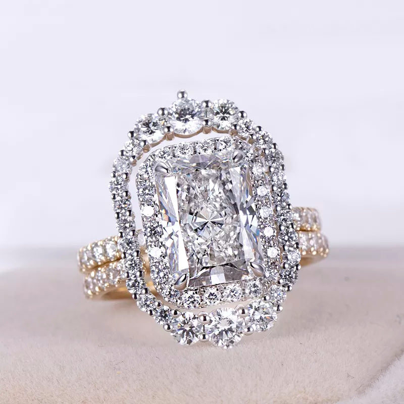 2.5 Carat Radiant Cut Lab Diamond Halo Engagement Ring