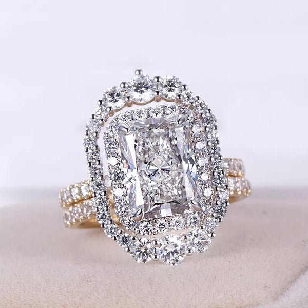 2.5 Carat Radiant Cut Lab Diamond Halo Engagement Ring