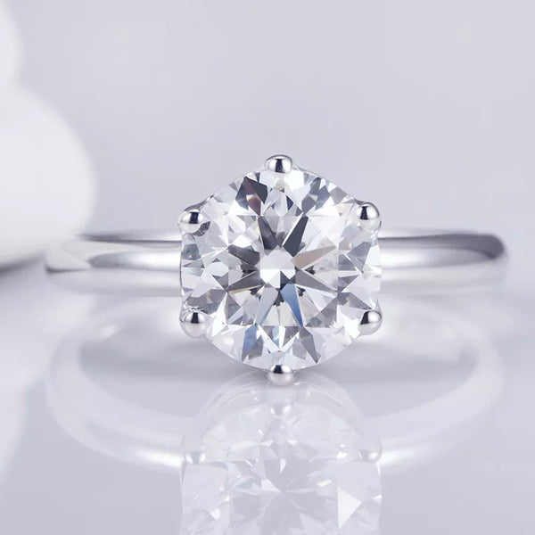 Round Engagement 14k White Gold Lab Diamond Ring