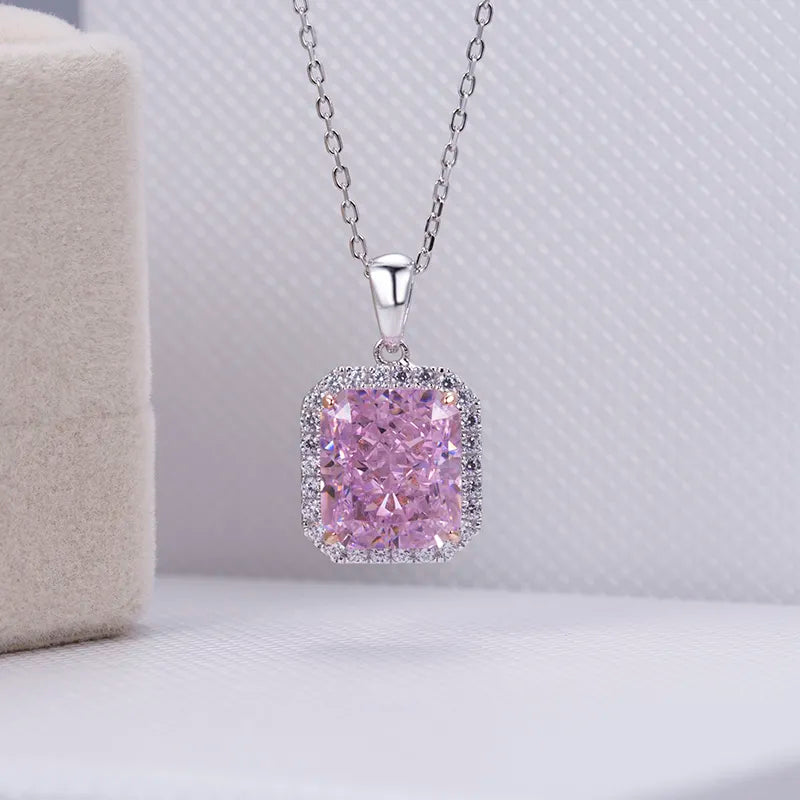 Cubic Zirconia Cushion Silver Pendant