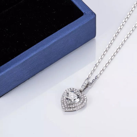 18k White Gold Heart Shape Diamond Necklace