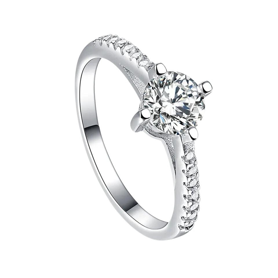 925 Silver Zircon 4 Prong Ring