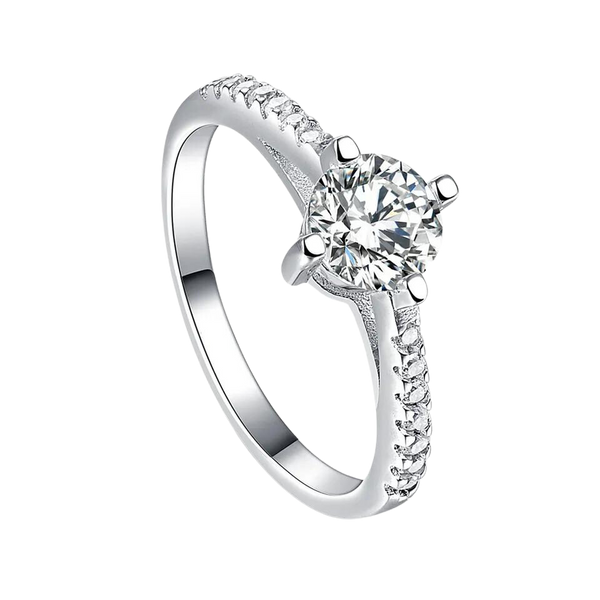 925 Silver Zircon 4 Prong Ring